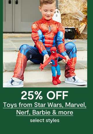 25% OFF Toys from Star Wars, Marvel, Nerf, Barbie & more, select styles