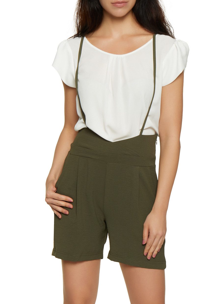 Crinkled Suspender Shorts