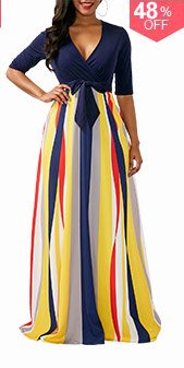 V Neck Half Sleeve Printed Maxi Dress