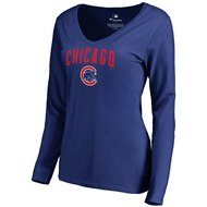 Women's Fanatics Branded Royal Chicago Cubs Team Lockup Slim Fit Long Sleeve V-Neck T-Shirt