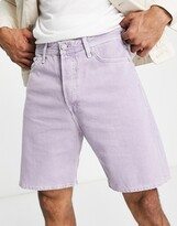 Intelligence loose fit denim shorts in lilac