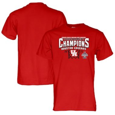 Houston Cougars Blue 84 2021 AAC Men's Basketball Conference Tournament Champions Locker Room T-Shirt - Red