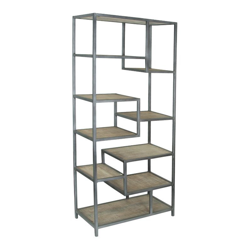 Whitewash Mango 9 Shelf Etagere with Metal Frame