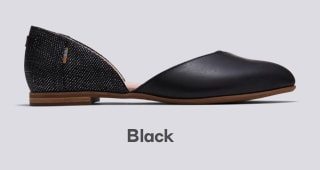 Black Leather Foil Woven Women's Julie D'Orsay Flats