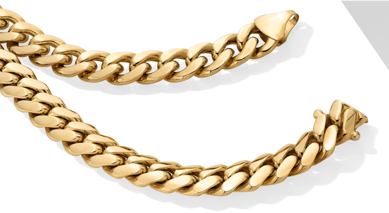 Image showcasing stunning 14K Gold Chains, on a white background.