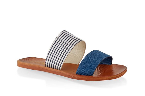 Contrast Two Band Slide Sandals