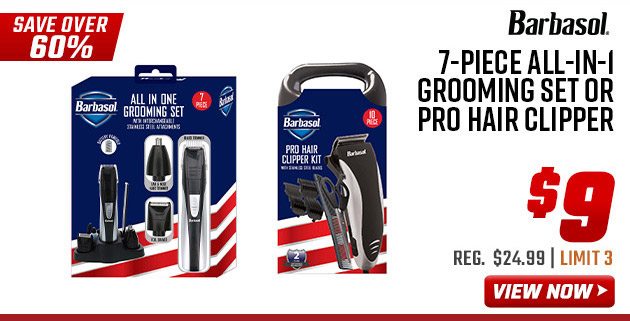 Barbasol 7-Piece All-in-1 Grooming Set or Pro Hair Clipper