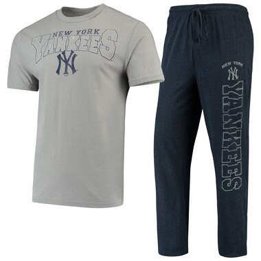 New York Yankees Concepts Sport Topic T-Shirt & Pants Sleep Set - Heathered Gray/Navy