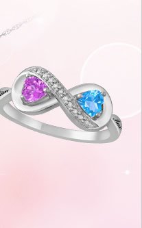 Color Stone Couple's Infinity Ring