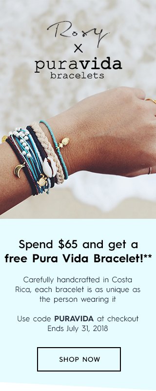 Tertiary - Spend $65 and get a free Pura Vida Bracelet!**