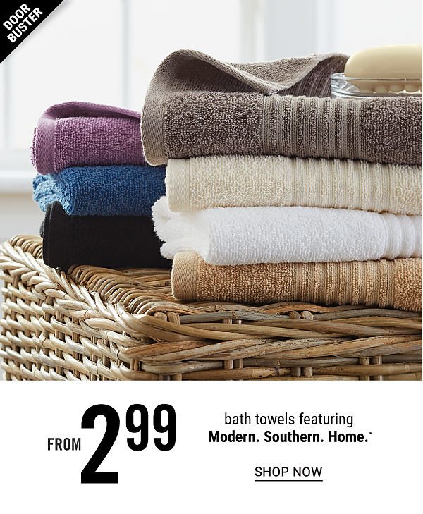 Doorbuster! From 2.99 Bath Towels featuring Modern.Southern.Home.- Shop Now