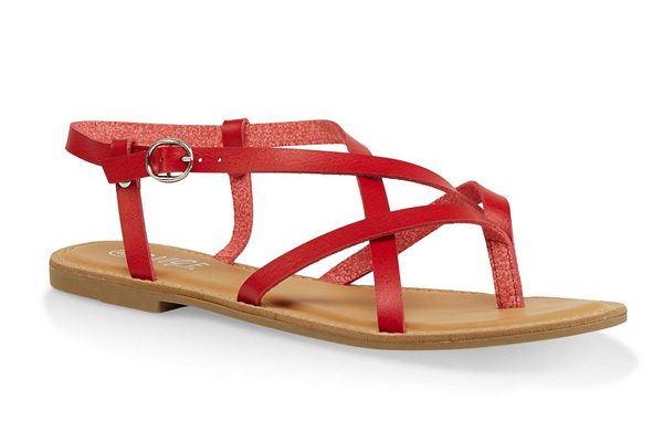 Strappy Faux Leather Thong Sandals