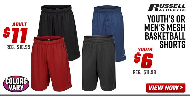 Russell Athletic Youth's or Men's Mesh Basketball Shorts