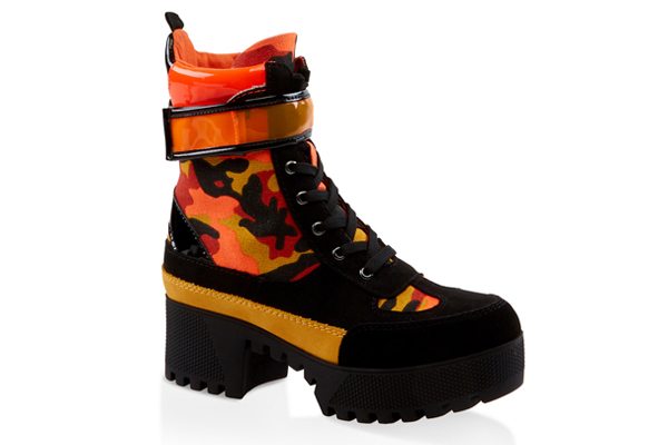 Velcro Strap Detail Platform Boots