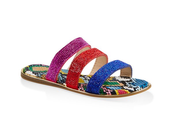 Rhinestone Three Band Slide Sandals