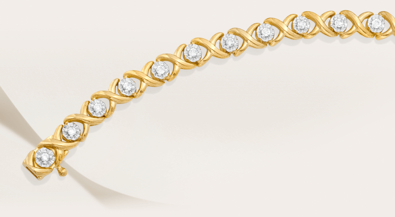 Diamond Bracelet 1/2 ct tw 10K Yellow Gold 7''