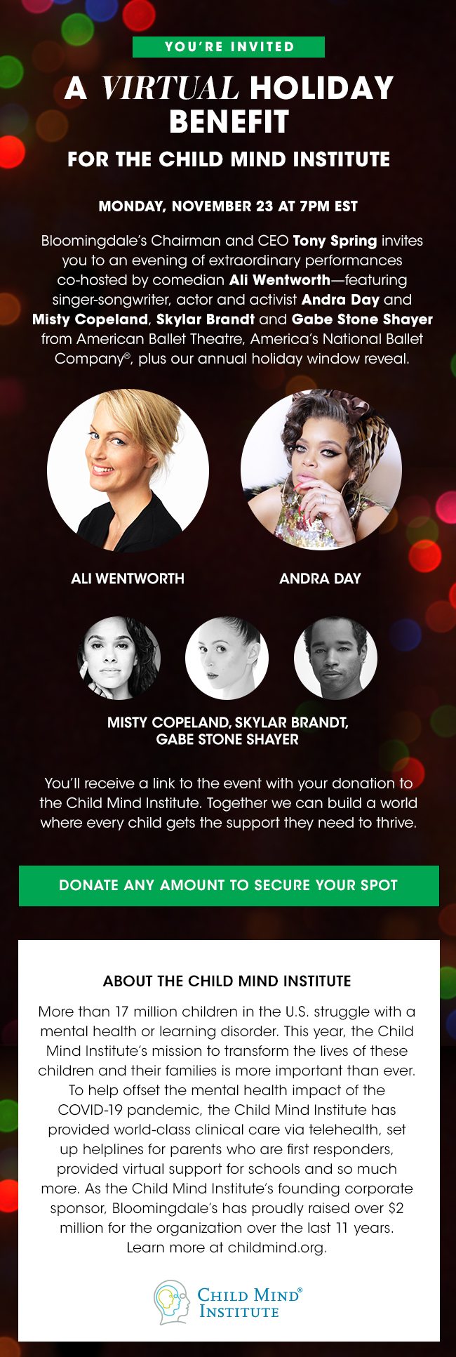 A virtual holiday benefit for the child mind institute