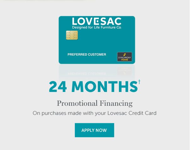 24 Months† | Promotional Financing On purchases made with your Lovesac Credit Card | APPLY NOW >>