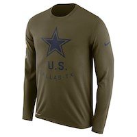 Men's Dallas Cowboys Nike Olive Salute to Service Sideline Legend Performance Long Sleeve T-Shirt