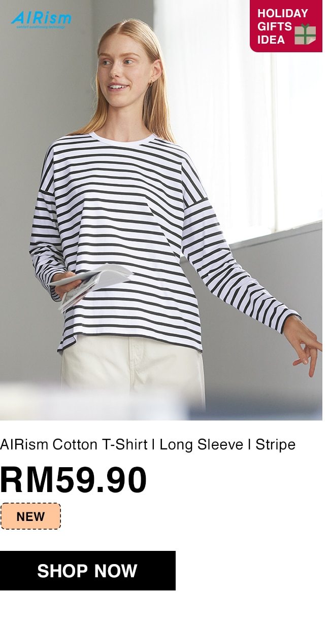 AIRism Cotton T-Shirt | Long Sleeve | Stripe