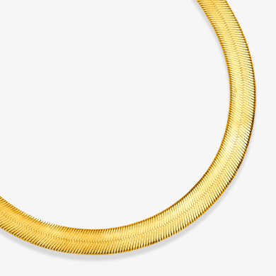 Solid Herringbone Necklace 14K Yellow Gold 18''