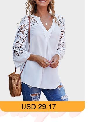 Lace Panel Split Neck Side Slit Blouse 