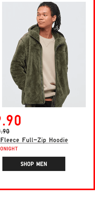 MEN WINDPROOF FLUFFY YARN FLEECE FULL-ZIP HOODIE