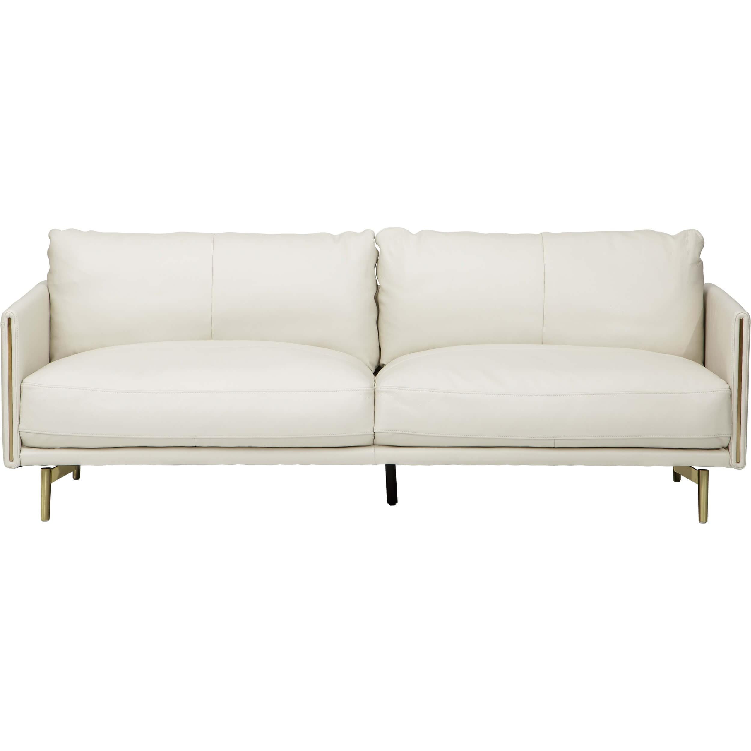 Image of Dhalia Leather Sofa, Coconut Milk