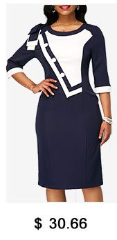 Bowknot Shoulder Zipper Back Navy Sheath Dress