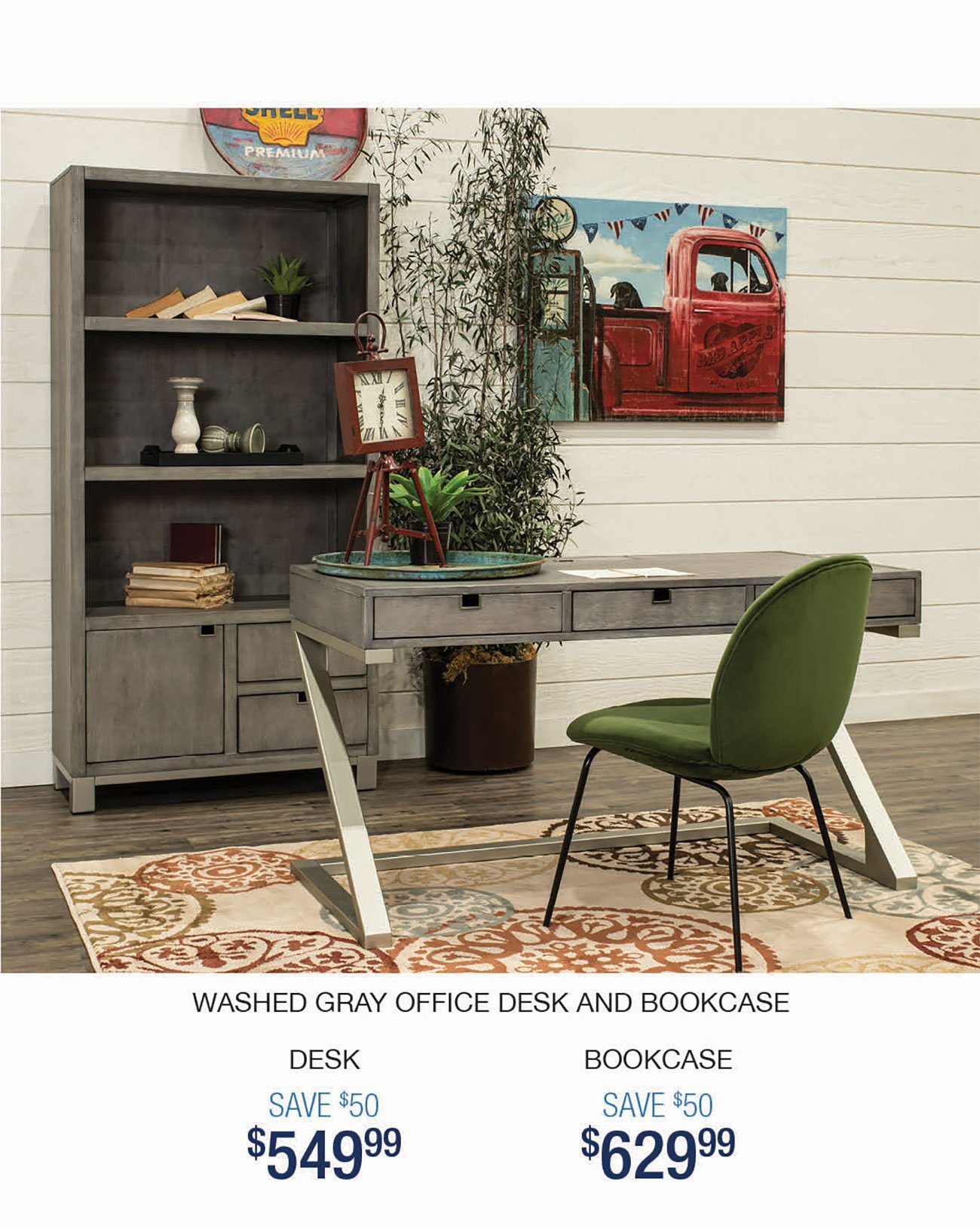 Washed-Gray-Office-Desk-Bookcase