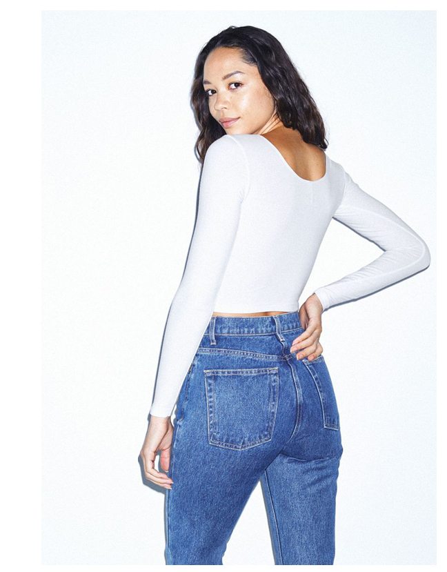 Cotton Spandex Jersey Long Sleeve Crop Top