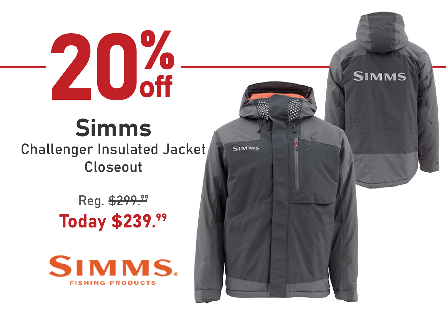 Save 20% on the Simms Challenger Insulated Jacket - Closeout
