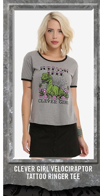 Clever Girl Velociraptor Tattoo Ringer Tee