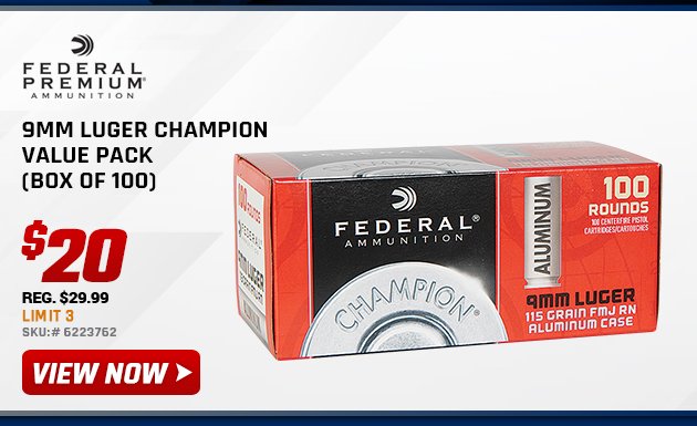 Federal 9mm Luger Champion Value Pack Box of 100