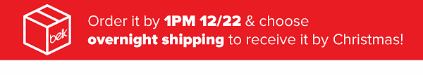 Order by 1PM 12/23 & choose overnight shipping to receive it by Christmas.