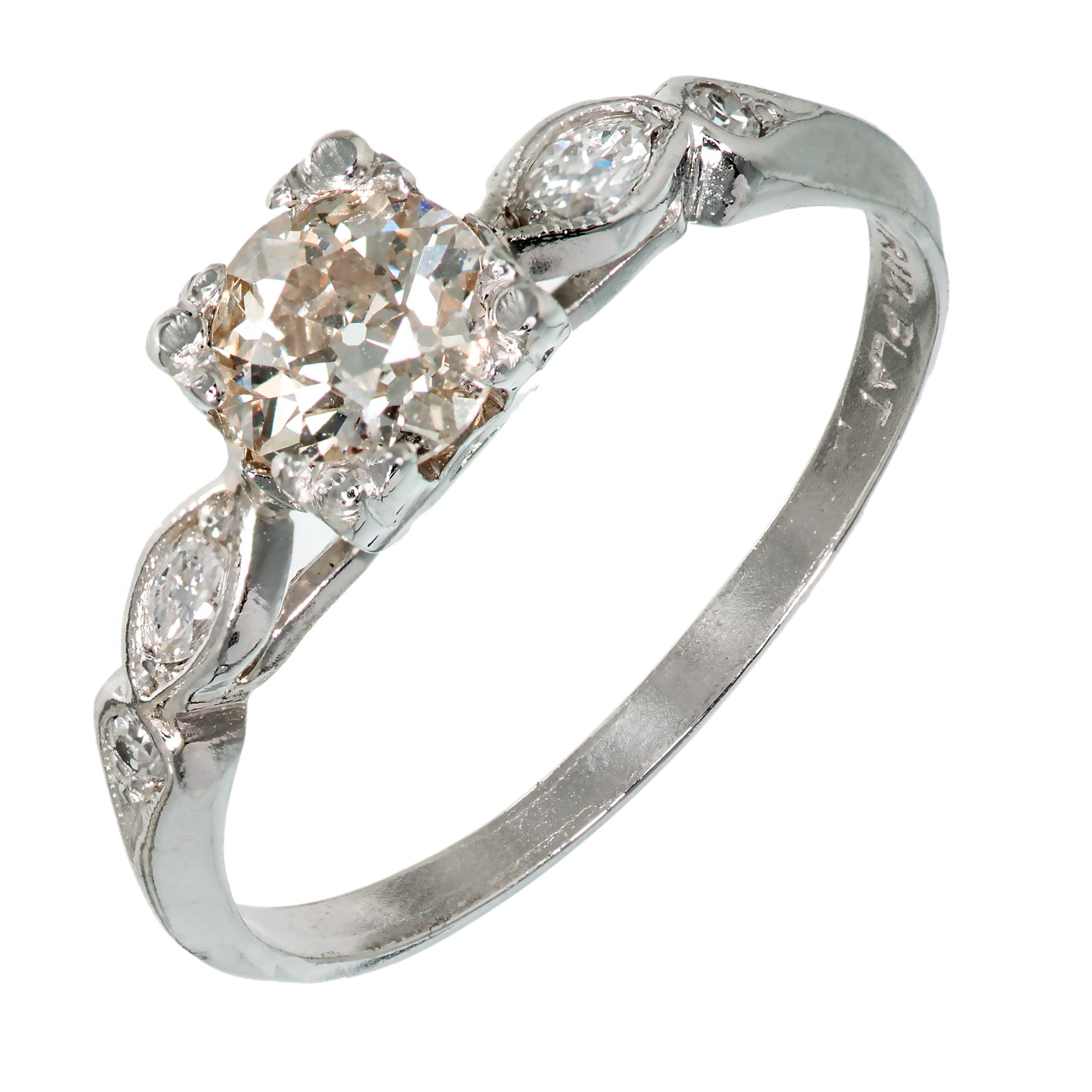 Image of Vintage Platinum .51ct Diamond Engagement Ring Size 6 