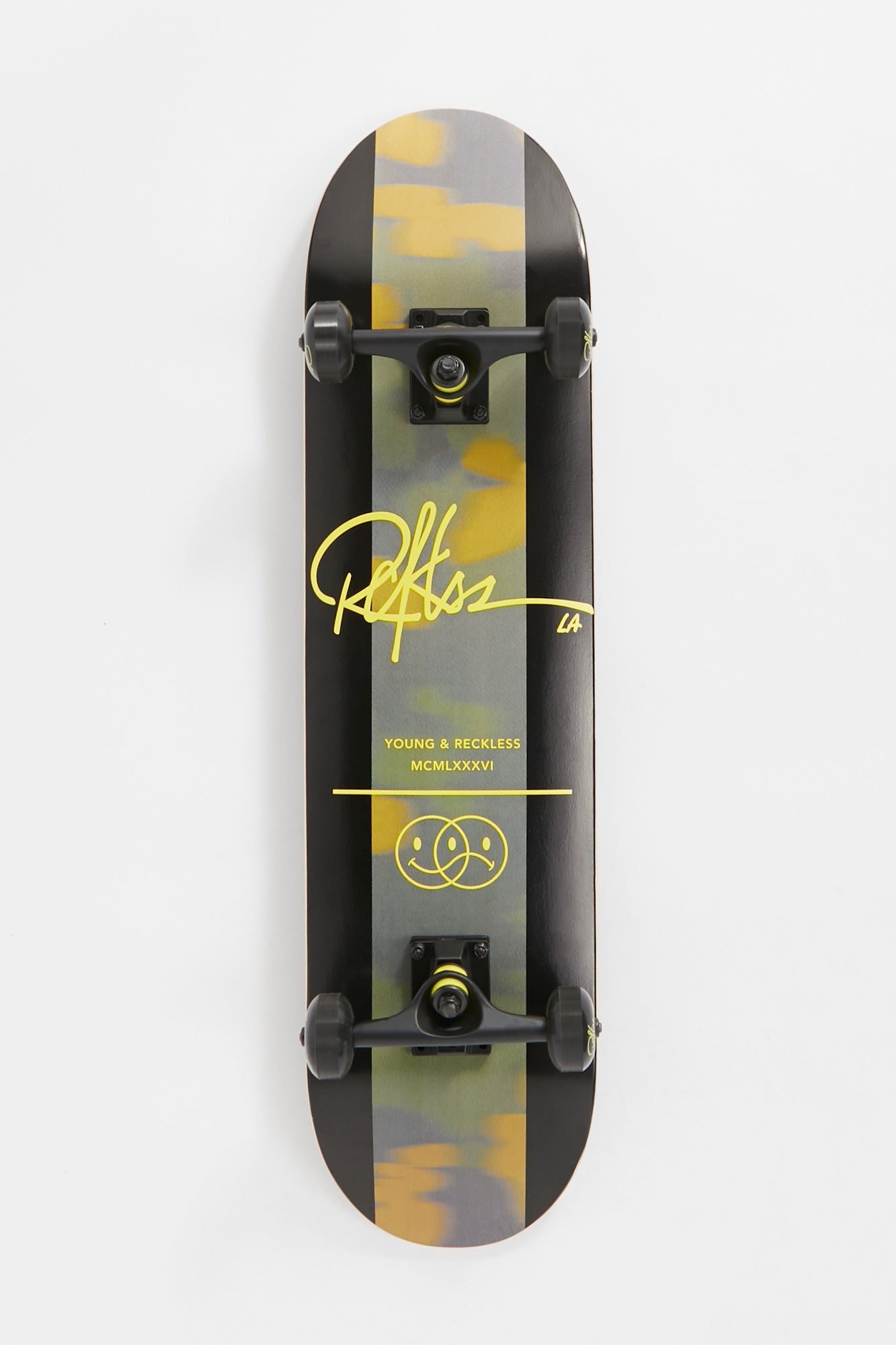 Image of Young & Reckless Smiley Camo Skateboard 7.75