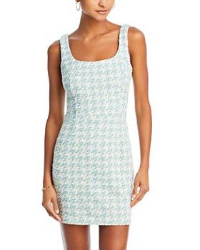 Aqua Sleeveless Tweed Sheath Mini Dress - Exclusive