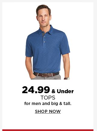 24.99 and under tops for men and big and tall. shop now.