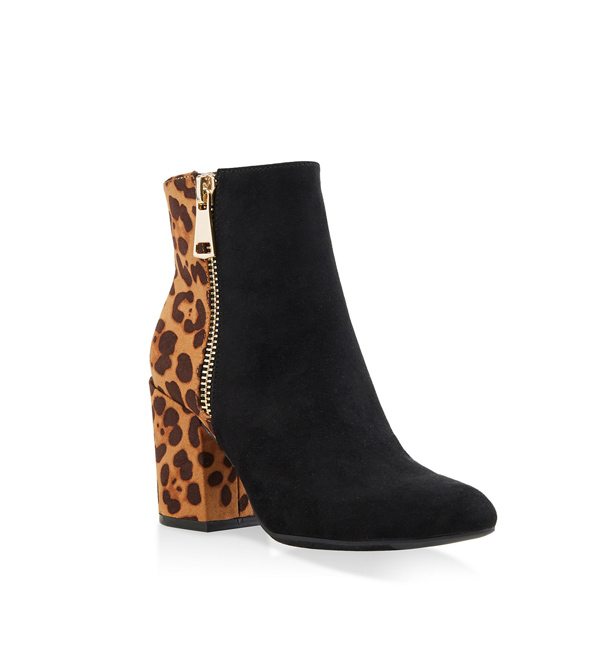 Zip Side Block Heel Booties