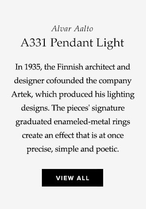 Alvar Aalto A331 Pendant Light - In 1935, the Finnish architect and designer cofounded the company Artek, which produced his lighting designs. The pieces' signature graduated enameled-metal rings create an effect that is at once precise, simple and poetic.