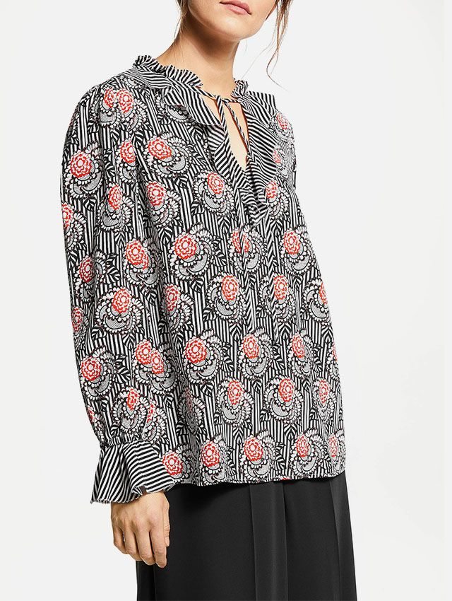 Somerset by Alice Temperley Floral Stripe Ruffle Detail Blouse