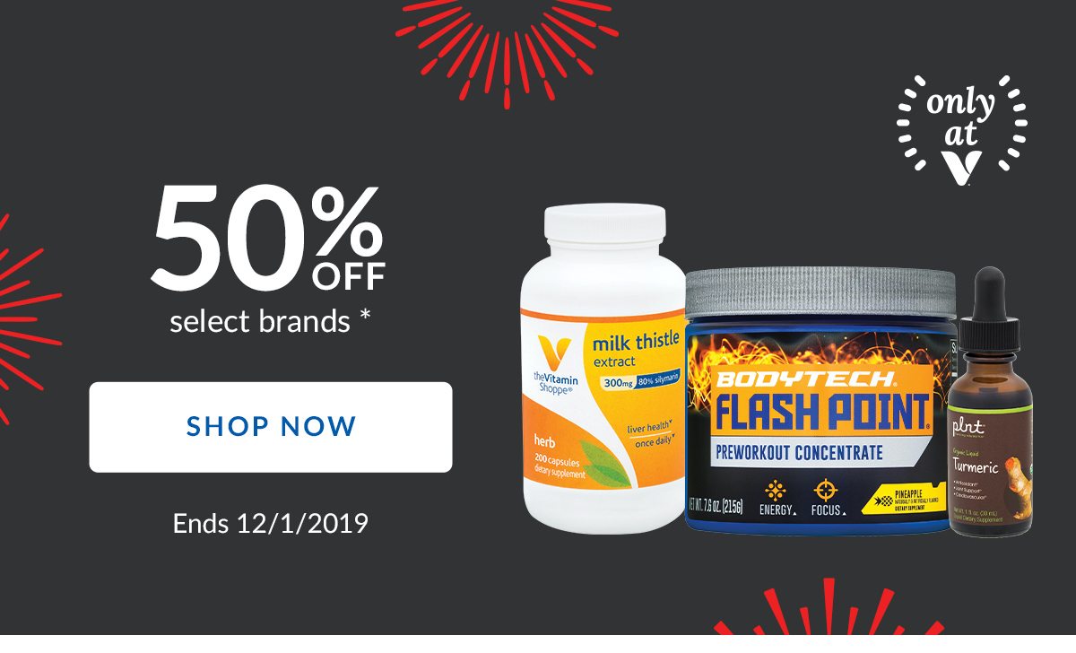 50% OFF select brands * | SHOP NOW | Ends 12/1/2019