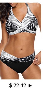 Halter Neck Polka Dot Print Bikini Set