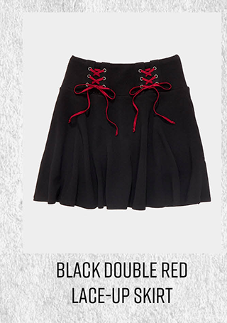 Black Double Red Lace-Up Skirt