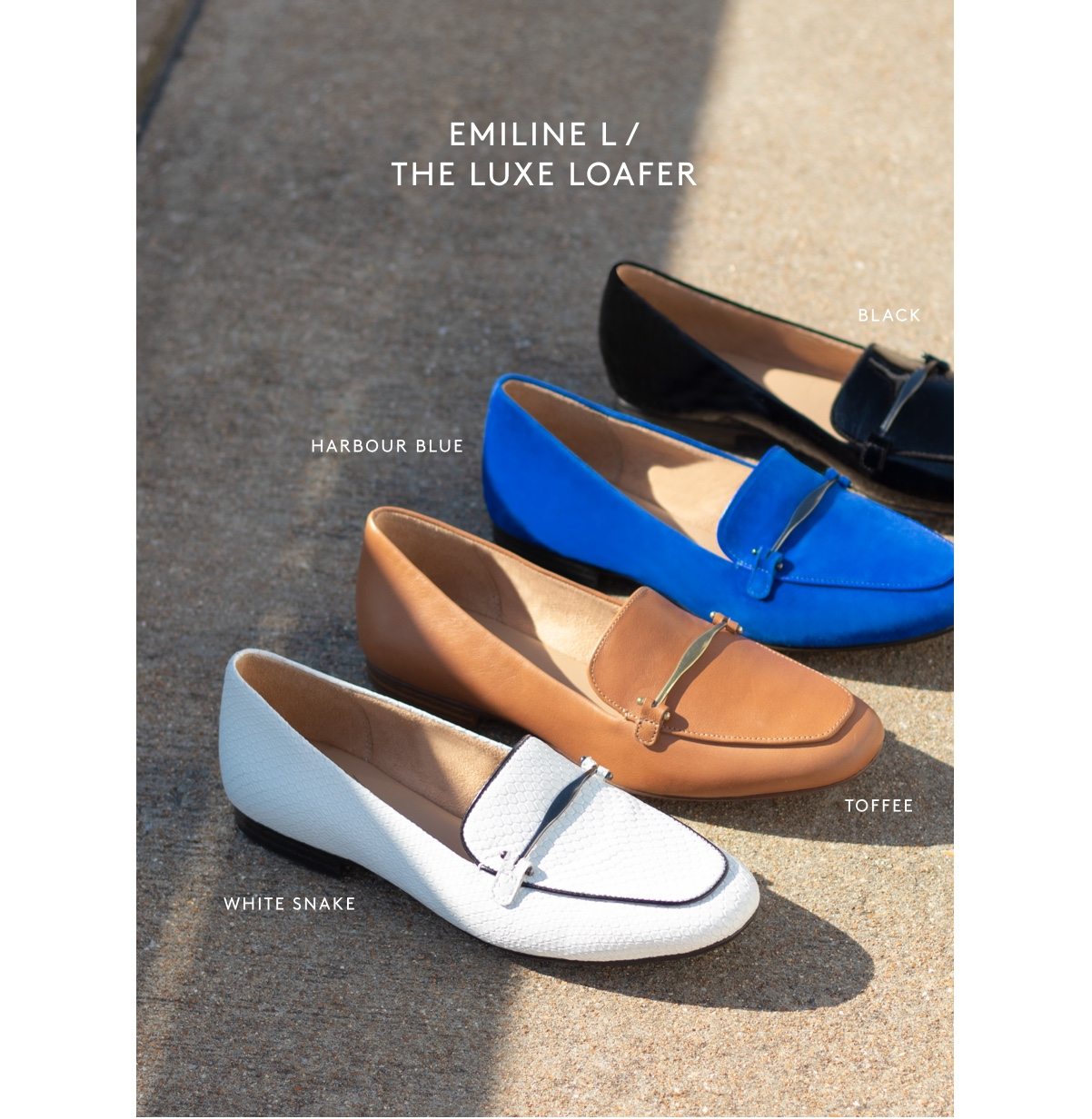 Emiline L/ The Luxe loafer | Harbour Blue / Toffee / White Snake