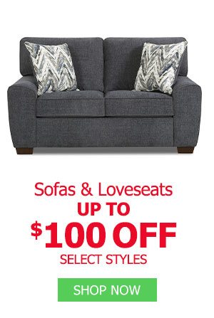 Sofas and Loveseats up to $100 off select styles