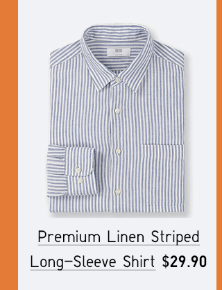 PREMIUM LINEN STRIPED LONG-SLEEVE SHIRT $19.90