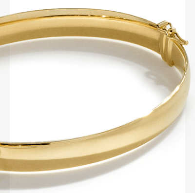 Hollow Bangle Bracelet 10K Yellow Gold 8MM