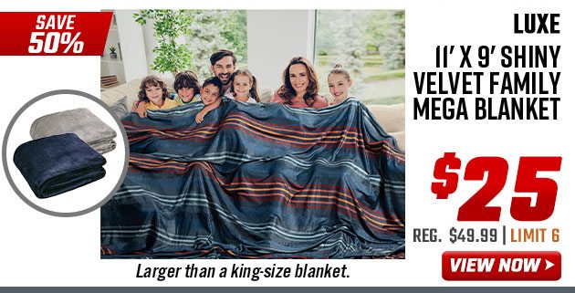 Luxe 11'x9' Shiny Velvet Family Mega Blanket